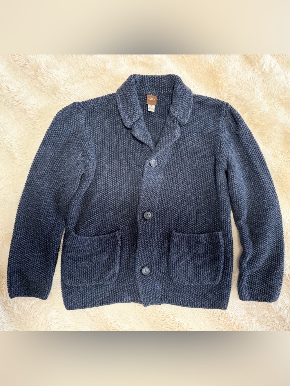 Tea Collection Boys Navy Shawl Collar Knit Cardigan